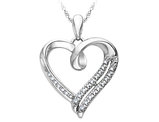 Sterling Silver Heart Pendant Necklace with Accent Diamond with Chain